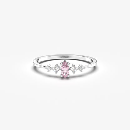 10K Gold Unique Pink Topaz Marquise and Diamond Ring - 2S124PNK