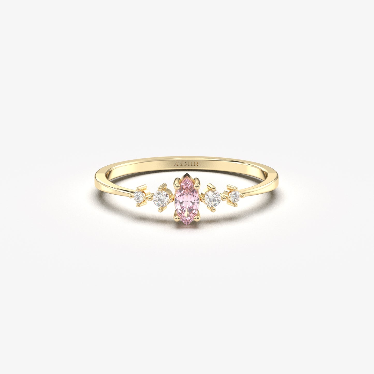 10K Gold Unique Pink Topaz Marquise and Diamond Ring - 2S124PNK
