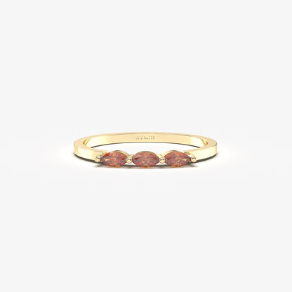 18K Gold 3 Stone Marquise Garnet Ring - 2S125GAR