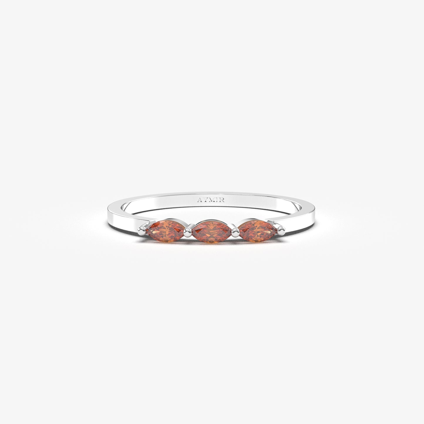 18K Gold 3 Stone Marquise Garnet Ring - 2S125GAR