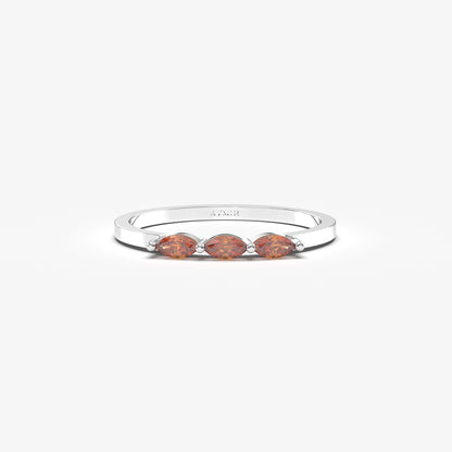 18K Gold 3 Stone Marquise Garnet Ring - 2S125GAR