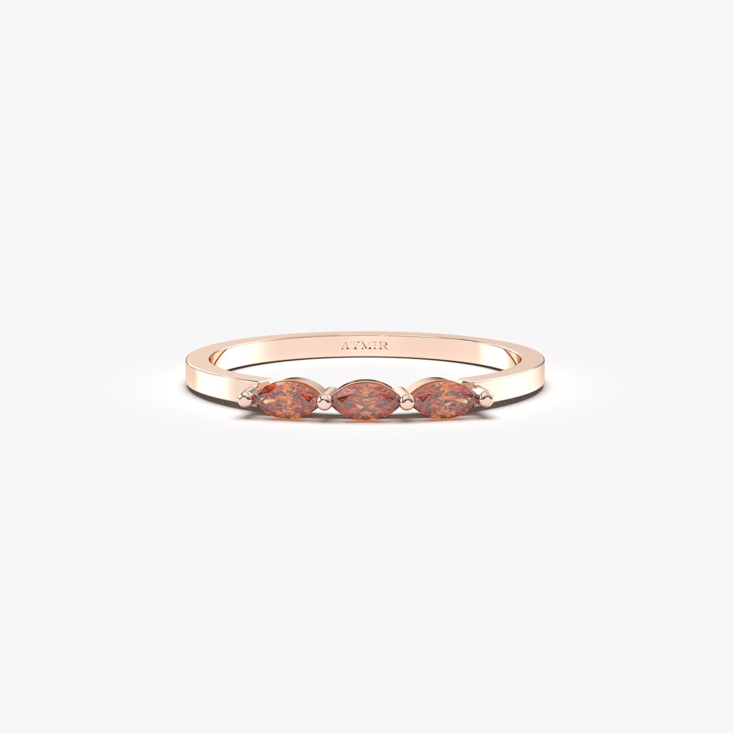18K Gold 3 Stone Marquise Garnet Ring - 2S125GAR