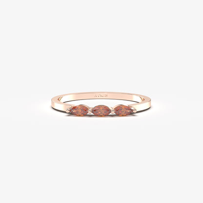 18K Gold 3 Stone Marquise Garnet Ring - 2S125GAR