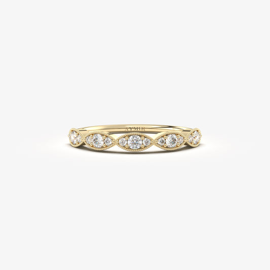 10K Gold Unique Vintage Diamond Ring - 2S15