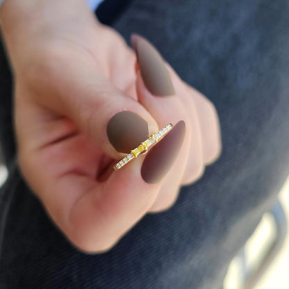 18K Gold Baguette Cut Citrine and Cz Ring - 2S16CIT