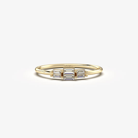18K Gold Baguette Promise Ring - 2S160