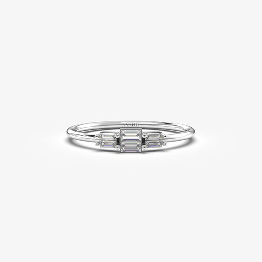 14K Gold Baguette Diamond Promise Ring - 2S160