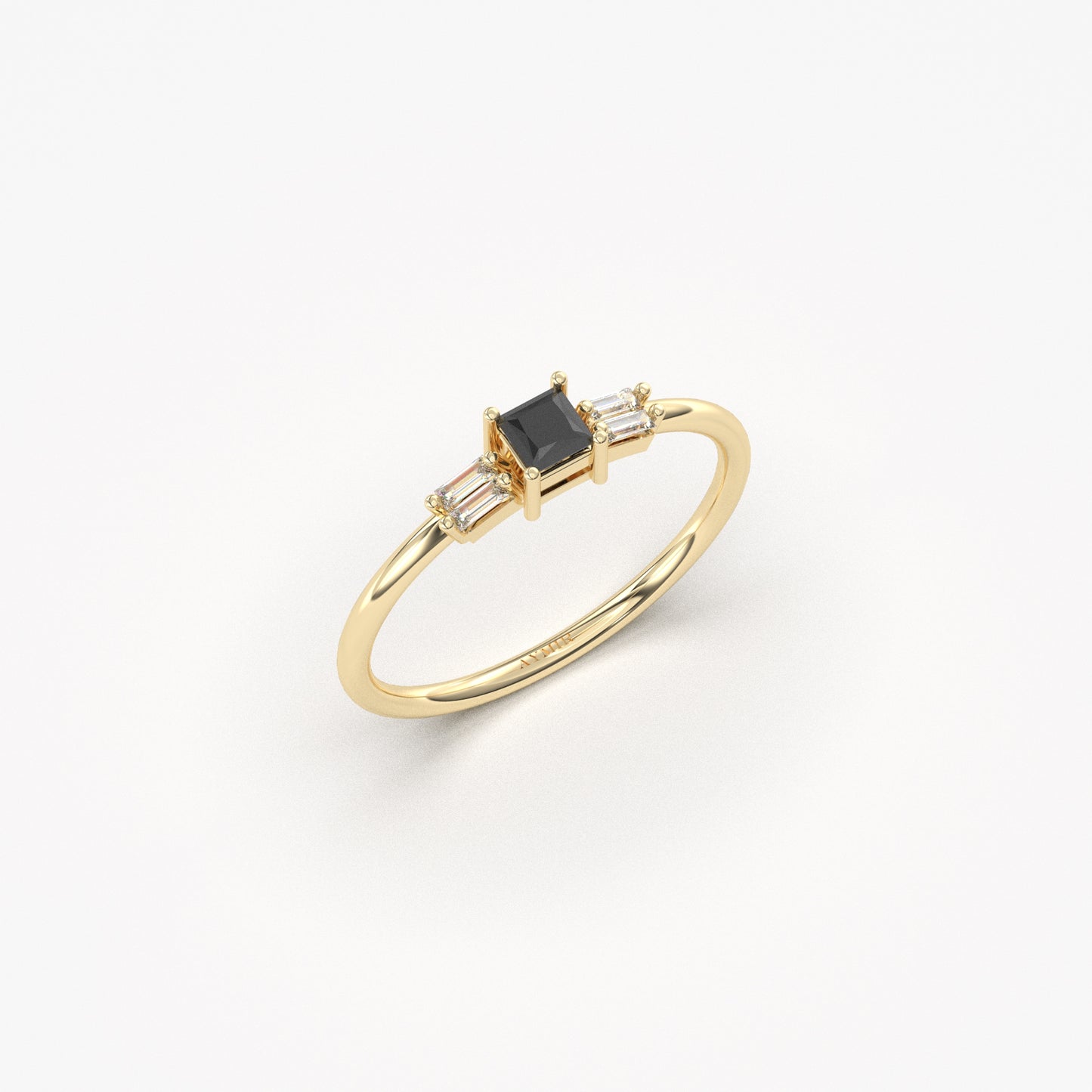 14K Gold Unique Black Onyx Baguette Diamond Ring - 2S162BLK