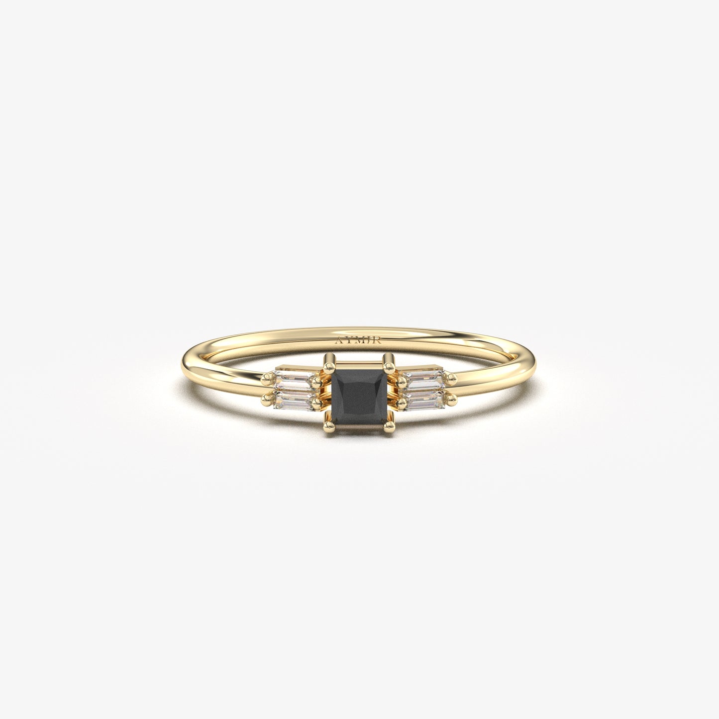 14K Gold Unique Black Onyx Baguette Diamond Ring - 2S162BLK