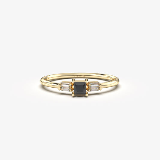 14K Gold Unique Black Onyx Baguette Diamond Ring - 2S162BLK
