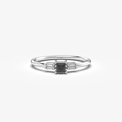 14K Gold Unique Black Onyx Baguette Diamond Ring - 2S162BLK