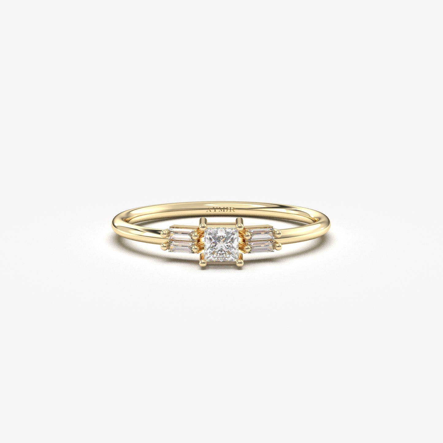 18K Gold Princess and Baguette CZ Ring - 2S162DIA