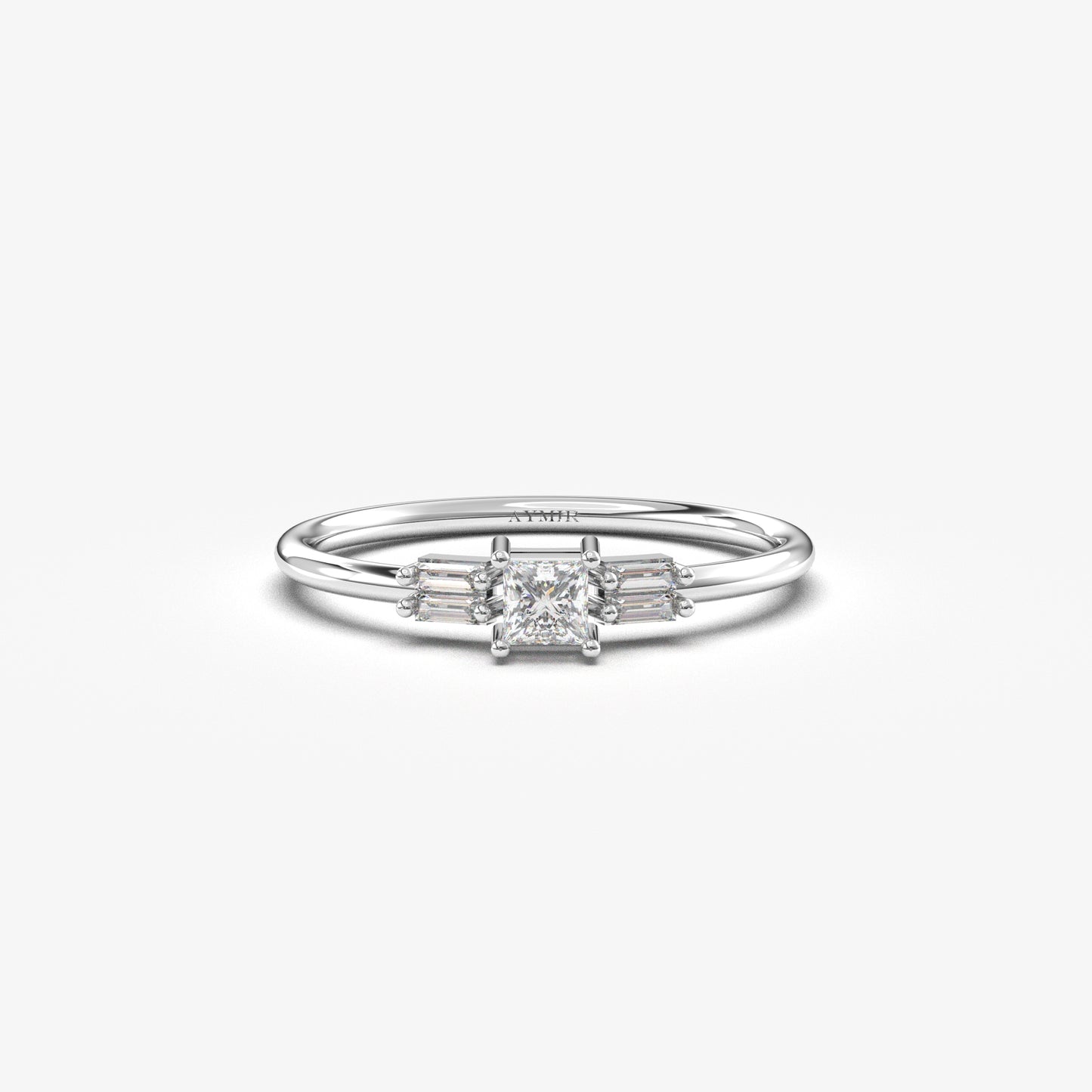 18K Gold Princess and Baguette CZ Ring - 2S162DIA