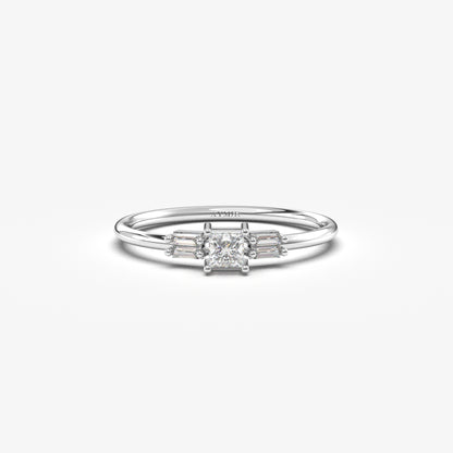 18K Gold Princess and Baguette CZ Ring - 2S162DIA