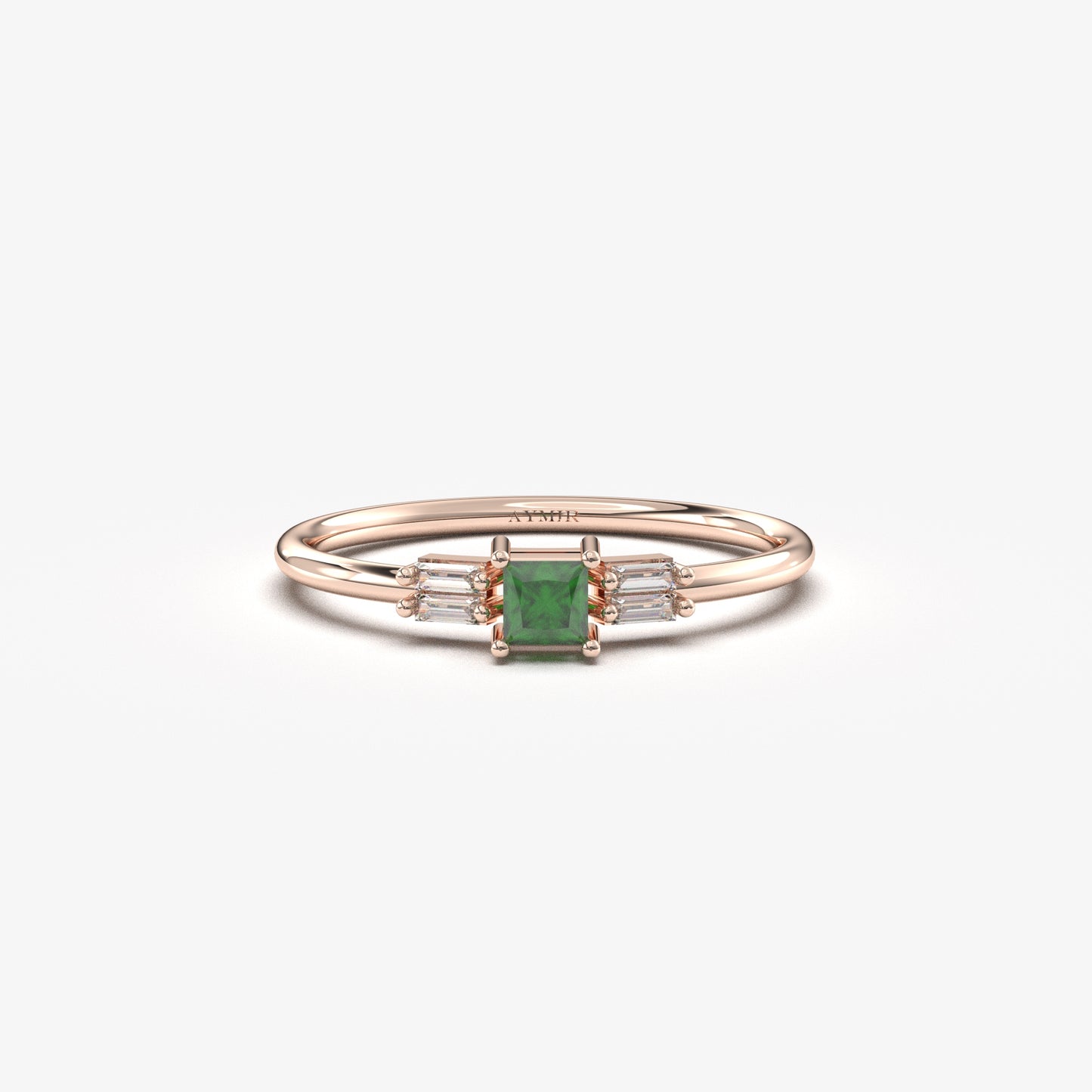 14K Gold Emerald Baguette CZ Ring - 2S162EME