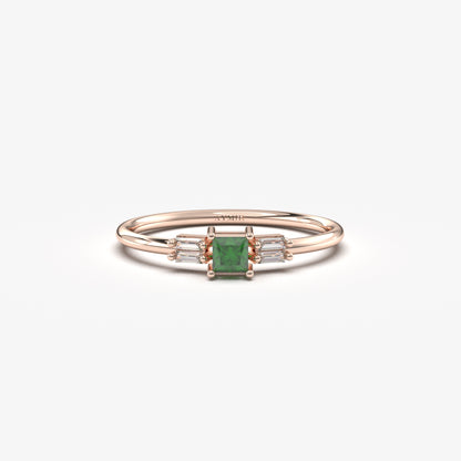 14K Gold Emerald Baguette CZ Ring - 2S162EME