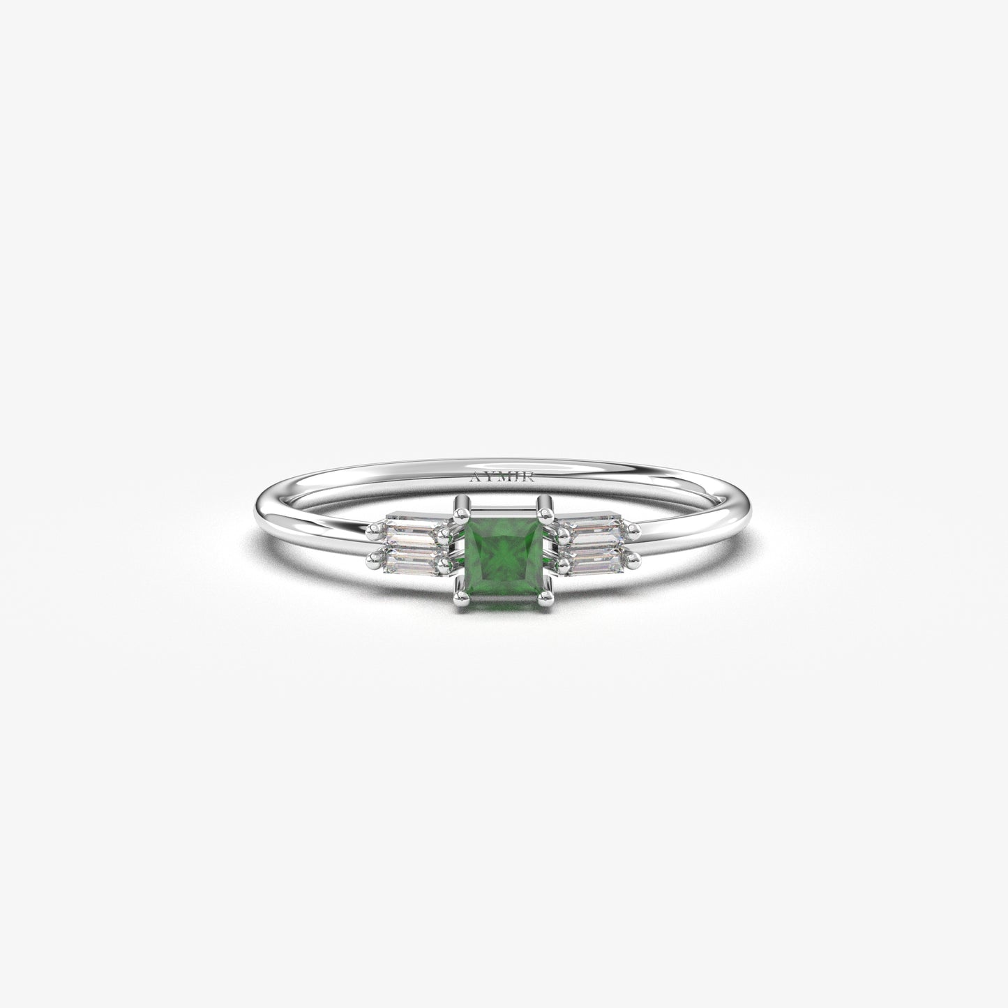 14K Gold Emerald Baguette CZ Ring - 2S162EME