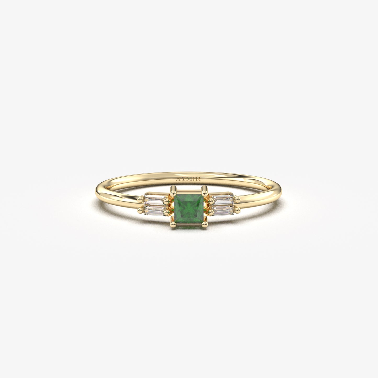 14K Gold Emerald Baguette CZ Ring - 2S162EME