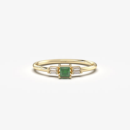 14K Gold Emerald Baguette CZ Ring - 2S162EME