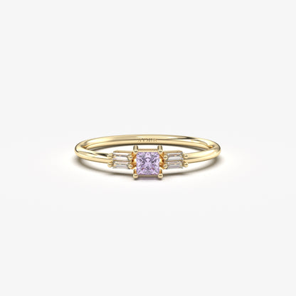 14K Gold Lavender Baguette Diamond Ring - 2S162LAV