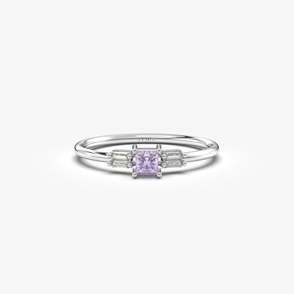 14K Gold Lavender Baguette Diamond Ring - 2S162LAV