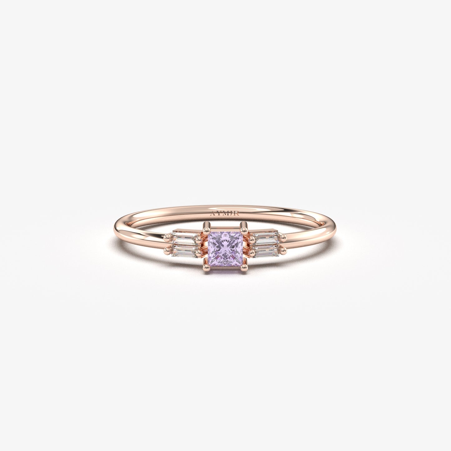 14K Gold Lavender Baguette Diamond Ring - 2S162LAV
