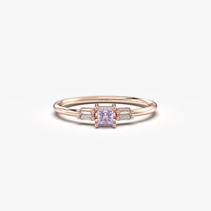 14K Gold Lavender Baguette Diamond Ring - 2S162LAV