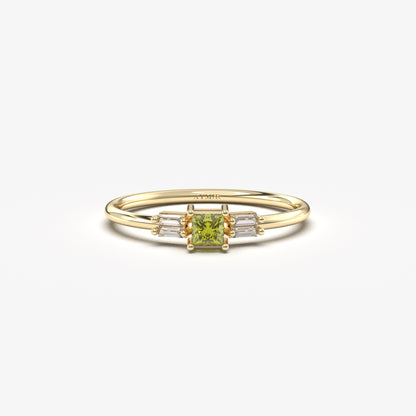 18K Gold Peridot Baguette Cz Ring - 2S162PER