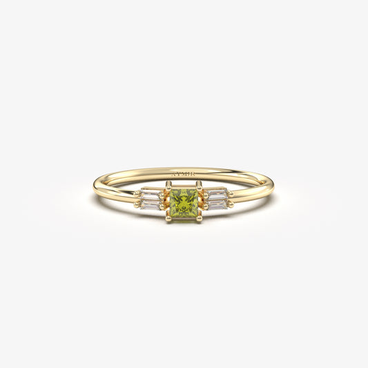 18K Gold Peridot Baguette Cz Ring - 2S162PER