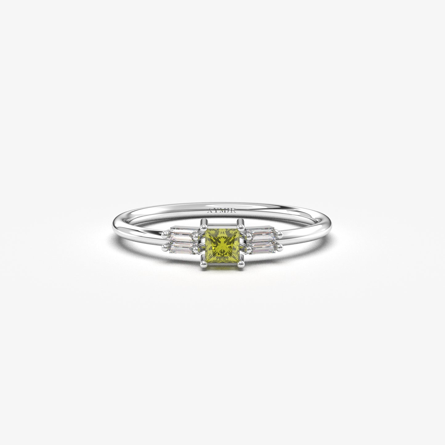 18K Gold Peridot Baguette Cz Ring - 2S162PER