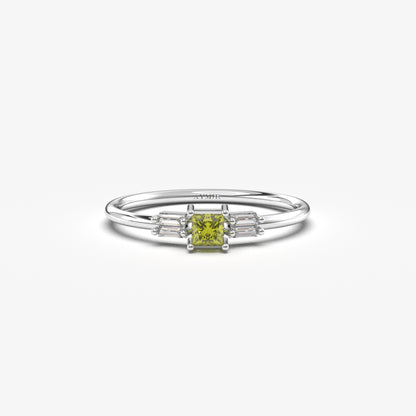 18K Gold Peridot Baguette Cz Ring - 2S162PER