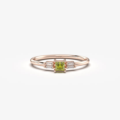 18K Gold Peridot Baguette Cz Ring - 2S162PER