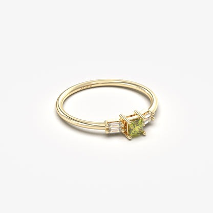 18K Gold Peridot Baguette Cz Ring - 2S162PER