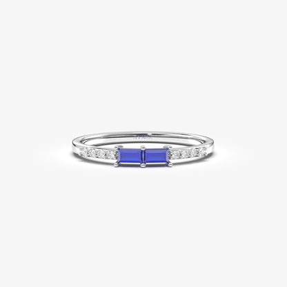 18K Gold Baguette Sapphire and Diamond Ring - 2S16SAP