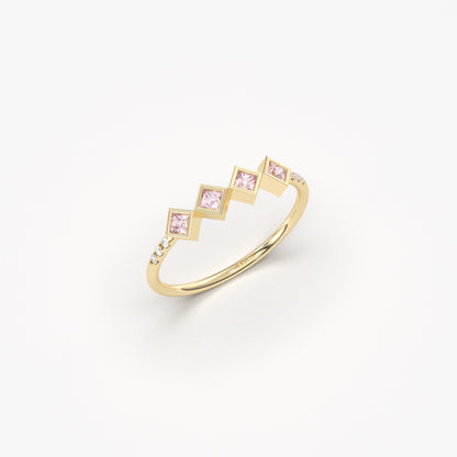 18K Gold Delicate Pink Topaz Ring - 2S170PNK
