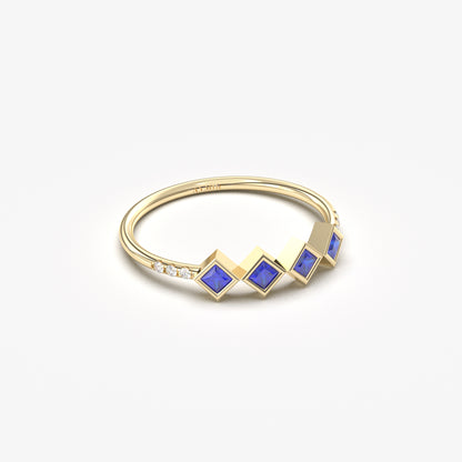 18K Blue Sapphire Gold Ring - 2S170SAF