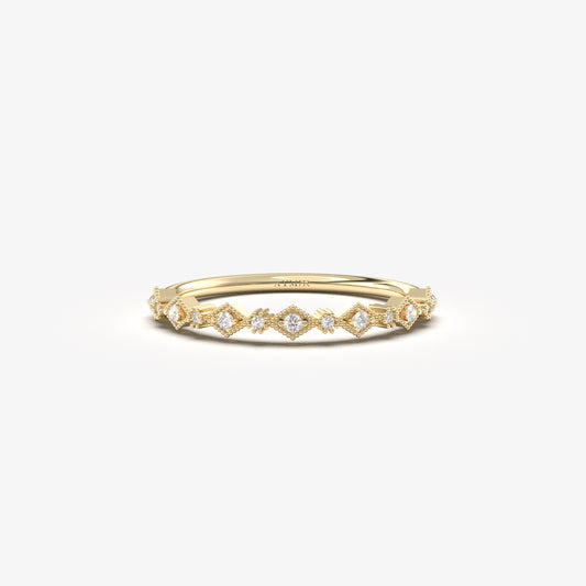 10K Gold Tiny Stackable Diamond Ring - 2S17