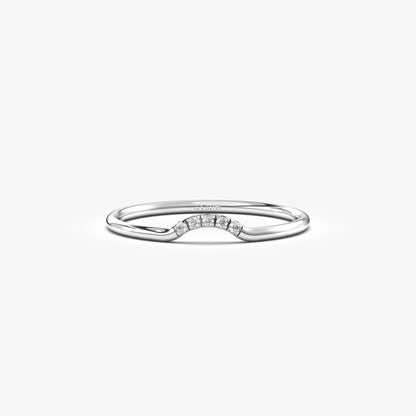18K Gold Dainty Curved Diamond Ring - 2S184