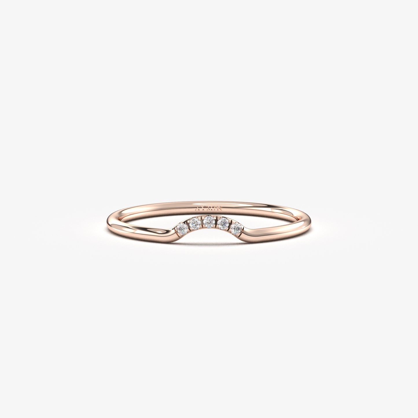 18K Gold Dainty Curved Diamond Ring - 2S184