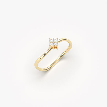 18K Gold Curved Seed Ring - 2S187