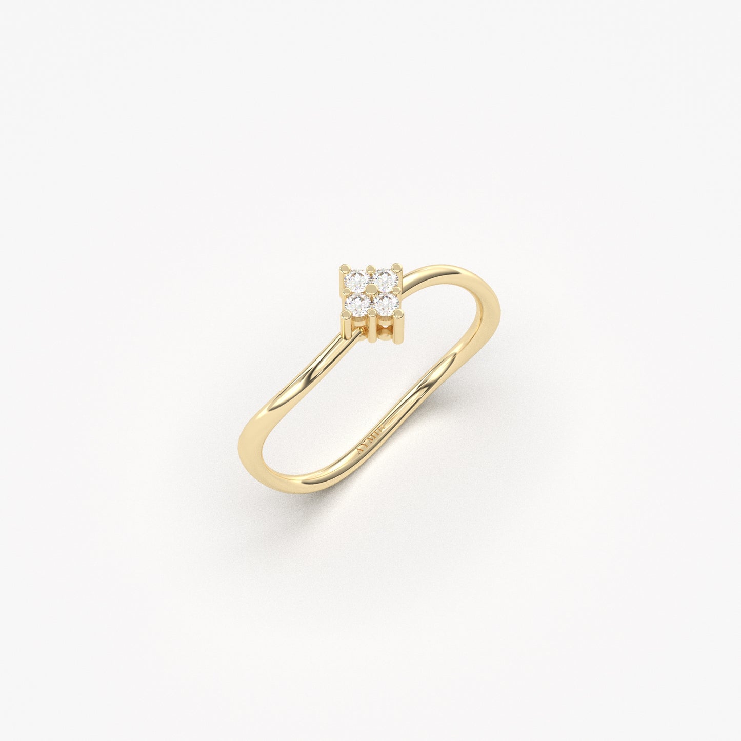 10K Gold Curved Diamond Seed Ring - 2S187