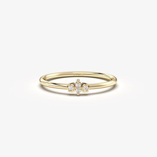 14K Solid Gold Diamond Stacking Ring - 2S193
