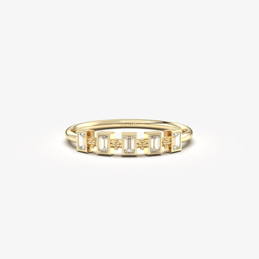 14K Gold Mini Baguette Diamond Ring - 2S200DIA