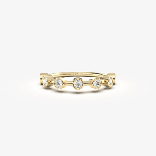 14K Gold 7 Stone Bezel Setting Diamond Ring - 2S20DIA