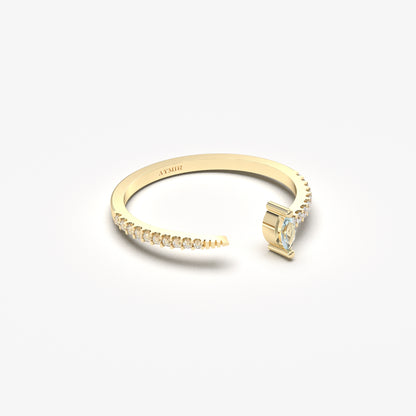 18K Gold Marquise Cut Aquamarine and Cz Ring - 2S232AQUA