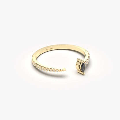 18 Karat Goldring mit schwarzem Onyx und Zirkonia im Marquise-Schliff – 2S232BLK