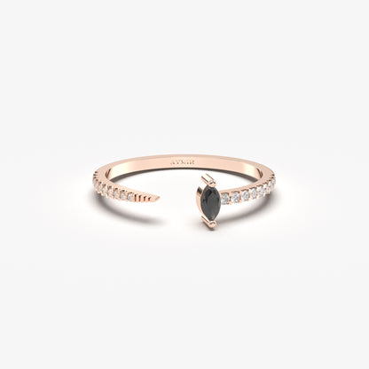 18 Karat Goldring mit schwarzem Onyx und Zirkonia im Marquise-Schliff – 2S232BLK