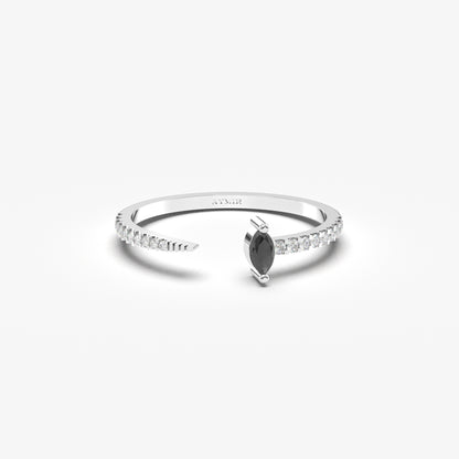 18 Karat Goldring mit schwarzem Onyx und Zirkonia im Marquise-Schliff – 2S232BLK
