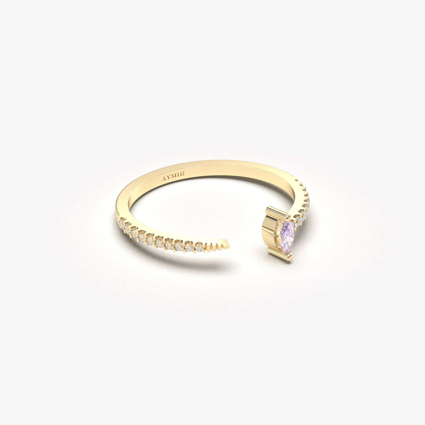 18K Gold Marquise Cut Lavender and Cz Ring - 2S232LAV