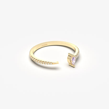 18K Gold Marquise Cut Lavender and Cz Ring - 2S232LAV